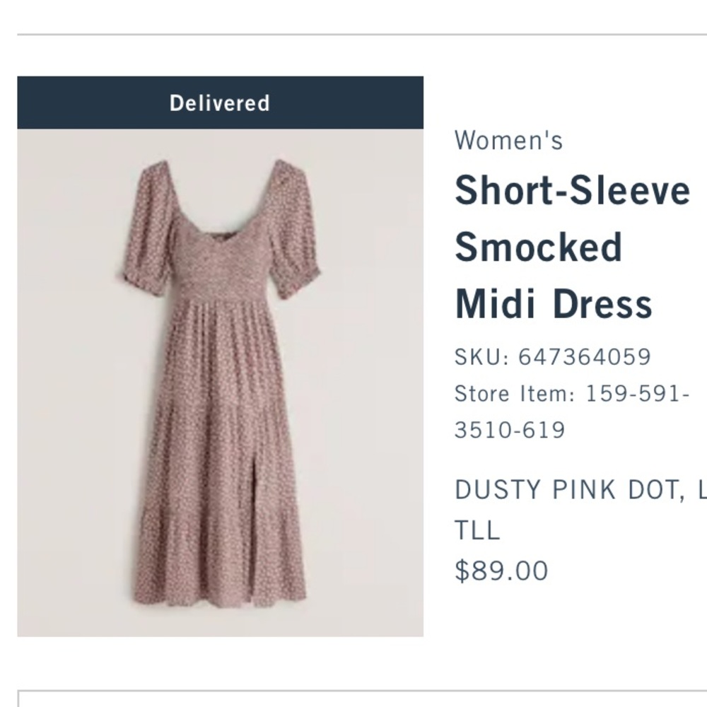 Abercrombie Short Sleeve Smocked Midi Dress